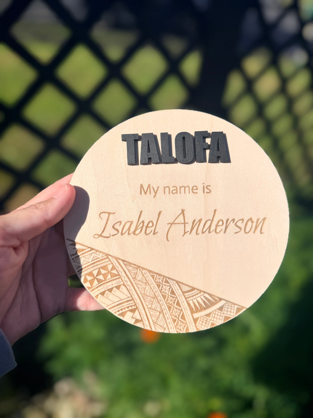 Personalised Samoan Themed Name reveal Disc