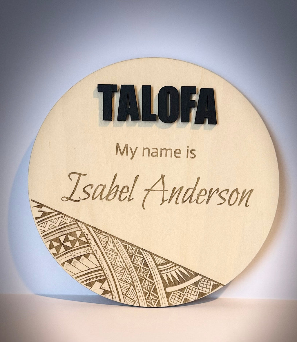 Personalised Samoan Themed Name reveal Disc