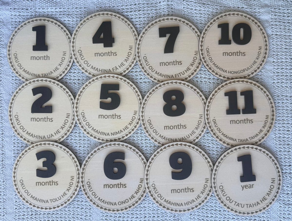 Tongan Birth Announcement disc + Monthly Milestone set
