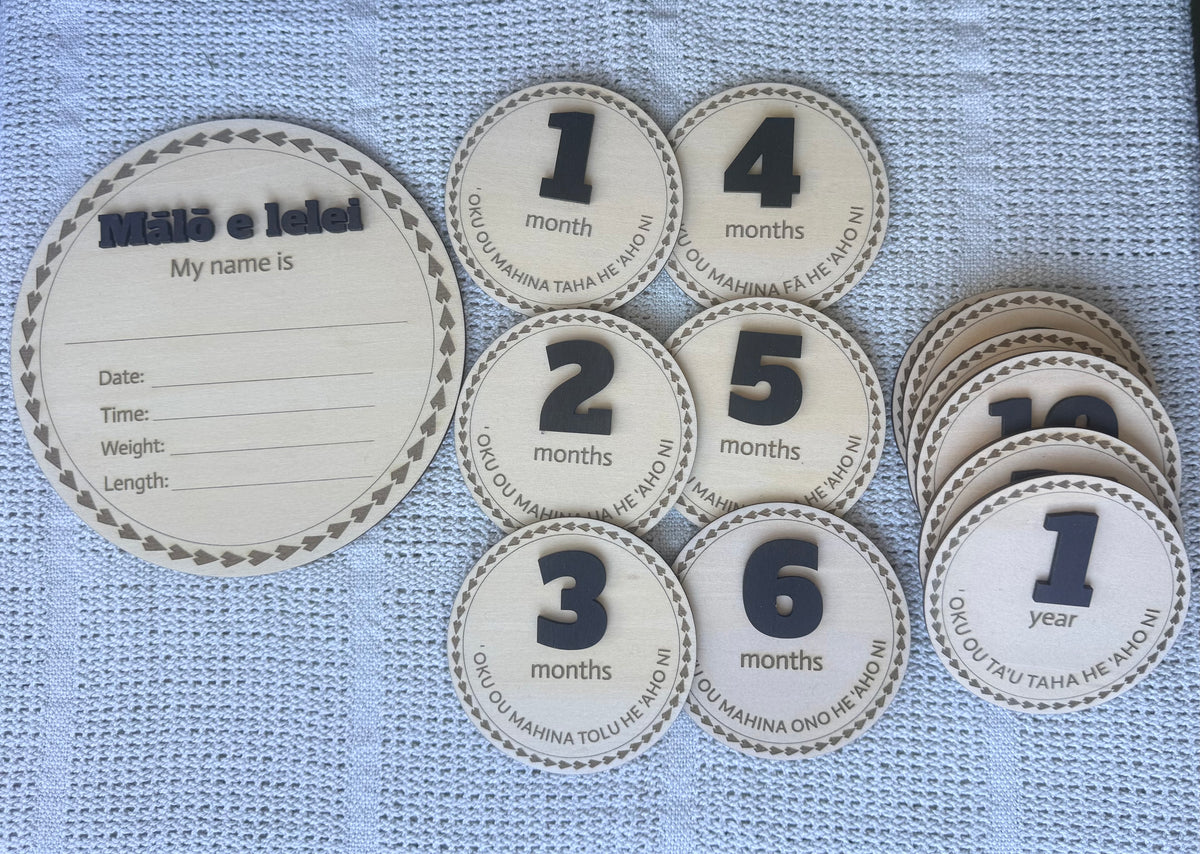 Tongan Birth Announcement disc + Monthly Milestone set