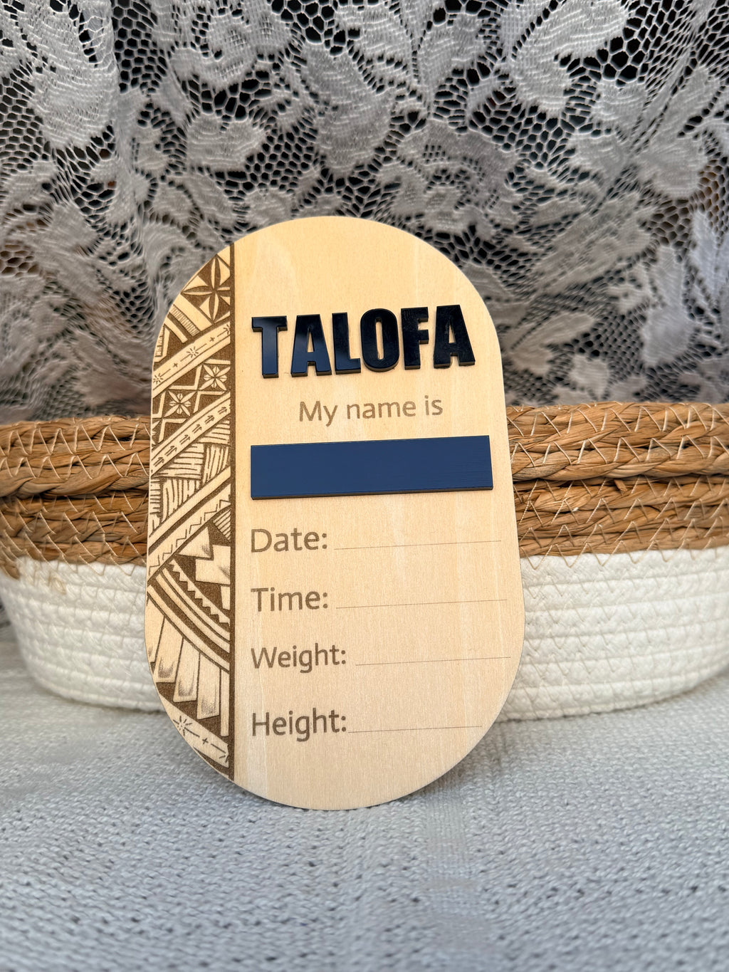 Samoan Monthly Milestone Discs and Birth Announcement.